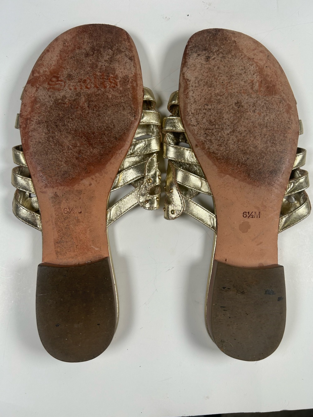 Juicy Couture y2k fariy Women's Metallic Gold Butterfly Slide Sandals - Picture 6 of 9